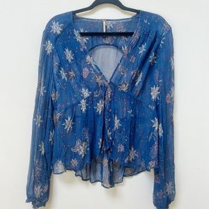 Sheer Free People long sleeve boho blouse